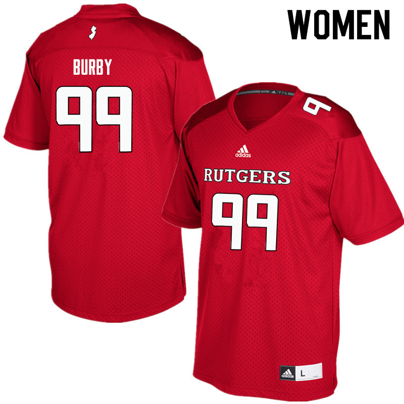 Women #99 Malachi Burby Rutgers Scarlet Knights College Football Jerseys Sale-Red